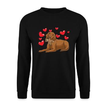Magyar Vizsla chien avec des animaux en peluche et des coeurs - Sweat-shirt Unisexe - noir - Devant - Alina (178cm) & Michal (187cm)