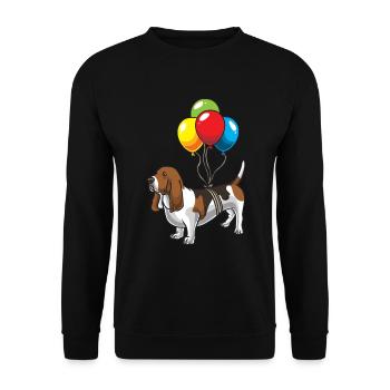 Basset Hound chien avec des ballons - Sweat-shirt Unisexe - noir - Devant - Alina (178cm) & Michal (187cm)