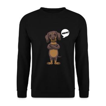 Sturer Dackel Hund lustig Teckel Hundebesitzer - Unisex Pullover - Schwarz - Vorne - Alina (178cm) & Michal (187cm)