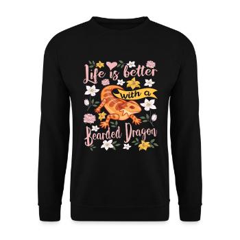 Bartagame Pogona lustig Spruch - Unisex Pullover - Schwarz - Vorne - Alina (178cm) & Michal (187cm)
