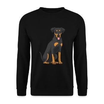 Deutscher Pinscher Hund - Unisex Pullover - Schwarz - Vorne - Alina (178cm) & Michal (187cm)