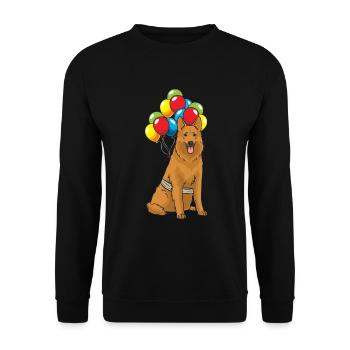 Harzer Fuchs Hund mit Ballons - Unisex Pullover - Schwarz - Vorne - Alina (178cm) & Michal (187cm)