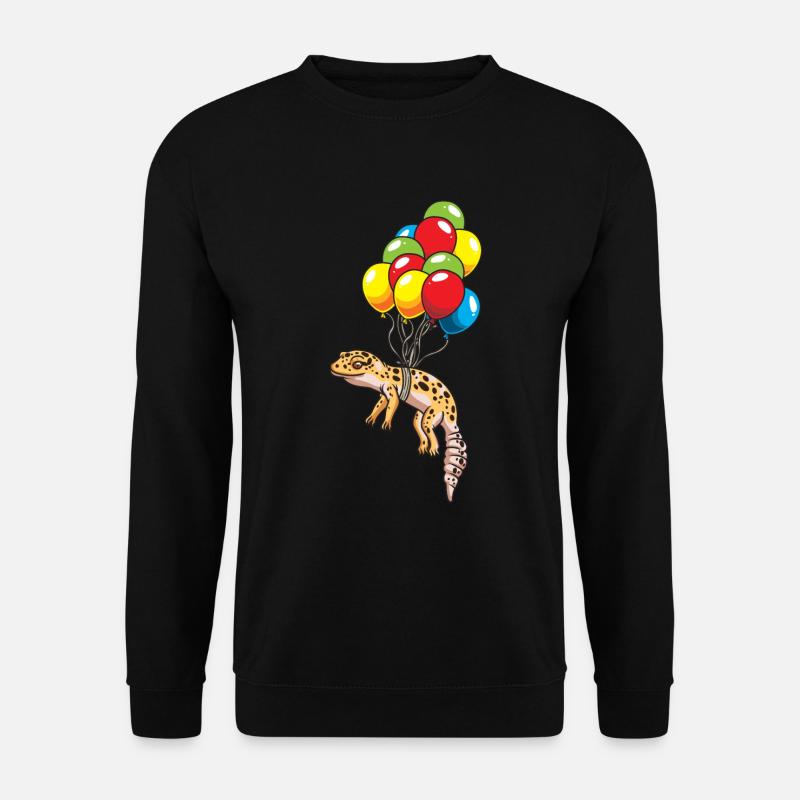 Leopard gecko with balloons gift - Unisex Sweatshirt - black