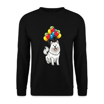 Samoyed dog with balloons funny - Unisex Sweatshirt - black - Front - Alina (178cm) & Michal (187cm)