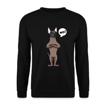 Sturer Xoloitzcuintle Hund - Unisex Pullover - Schwarz - Vorne - Alina (178cm) & Michal (187cm)
