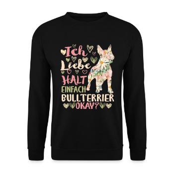 Bullterrier Frauchen - Unisex Pullover - Schwarz - Vorne - Alina (178cm) & Michal (187cm)