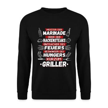 Griller Grillen lustig - Unisex Pullover - Schwarz - Vorne - Alina (178cm) & Michal (187cm)