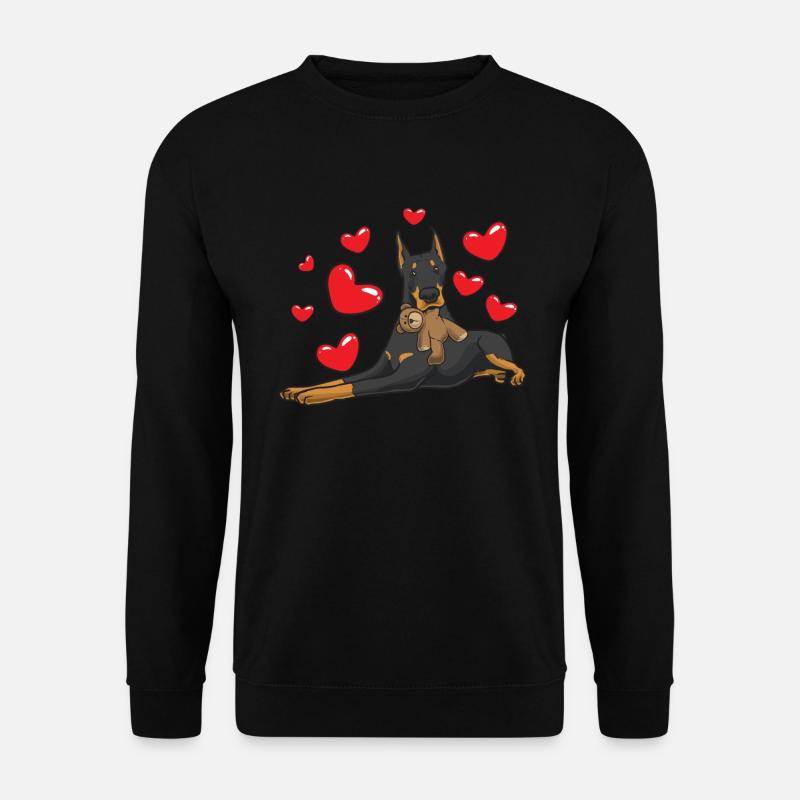 Doberman with cuddly toy - Unisex Sweatshirt - black