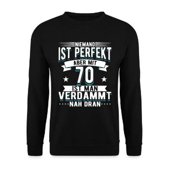 70 Geburtstag Mann - Unisex Pullover - Schwarz - Vorne - Alina (178cm) & Michal (187cm)