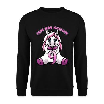 9. Geburtstag mit Einhorn - Unisex Pullover - Schwarz - Vorne - Alina (178cm) & Michal (187cm)