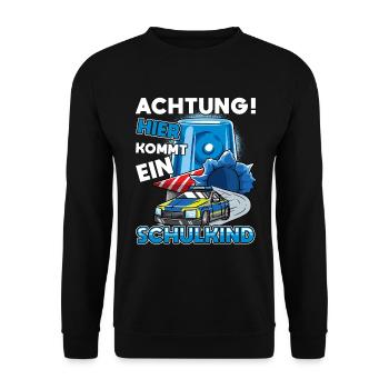 Einschulung Polizei Kindergarten Abschied - Unisex Pullover - Schwarz - Vorne - Alina (178cm) & Michal (187cm)