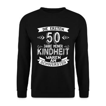 50 Geburtstag Mann - Unisex Pullover - Schwarz - Vorne - Alina (178cm) & Michal (187cm)