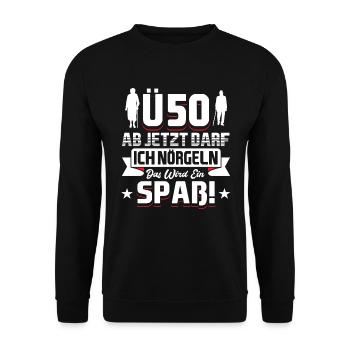 50 Geburtstag Mann - Unisex Pullover - Schwarz - Vorne - Alina (178cm) & Michal (187cm)