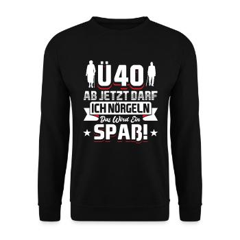 40 Geburtstag Mann - Unisex Pullover - Schwarz - Vorne - Alina (178cm) & Michal (187cm)