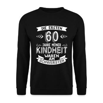 60 Geburtstag - Unisex Pullover - Schwarz - Vorne - Alina (178cm) & Michal (187cm)