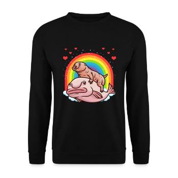 Funny blobfish with naked mole - Unisex Sweatshirt - black - Front - Alina (178cm) & Michal (187cm)