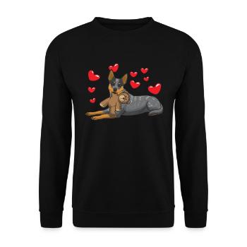 Australie Cattle Dog avec peluche - Sweat-shirt Unisexe - noir - Devant - Alina (178cm) & Michal (187cm)