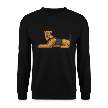 Airedale Terrier Dog - Unisex Sweatshirt - black - Front - Alina (178cm) & Michal (187cm)