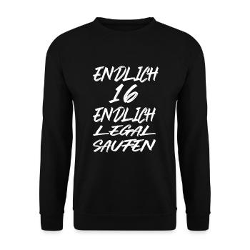 16.Geburtstag Geschenkidee Level 16 - Unisex Pullover - Schwarz - Vorne - Alina (178cm) & Michal (187cm)