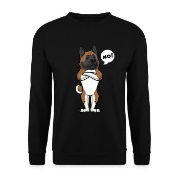 Sturer American Akita Hund - Unisex Pullover - Schwarz - Vorne - Alina (178cm) & Michal (187cm)
