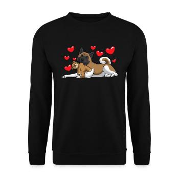 American Akita avec animal en peluche - Sweat-shirt Unisexe - noir - Devant - Alina (178cm) & Michal (187cm)