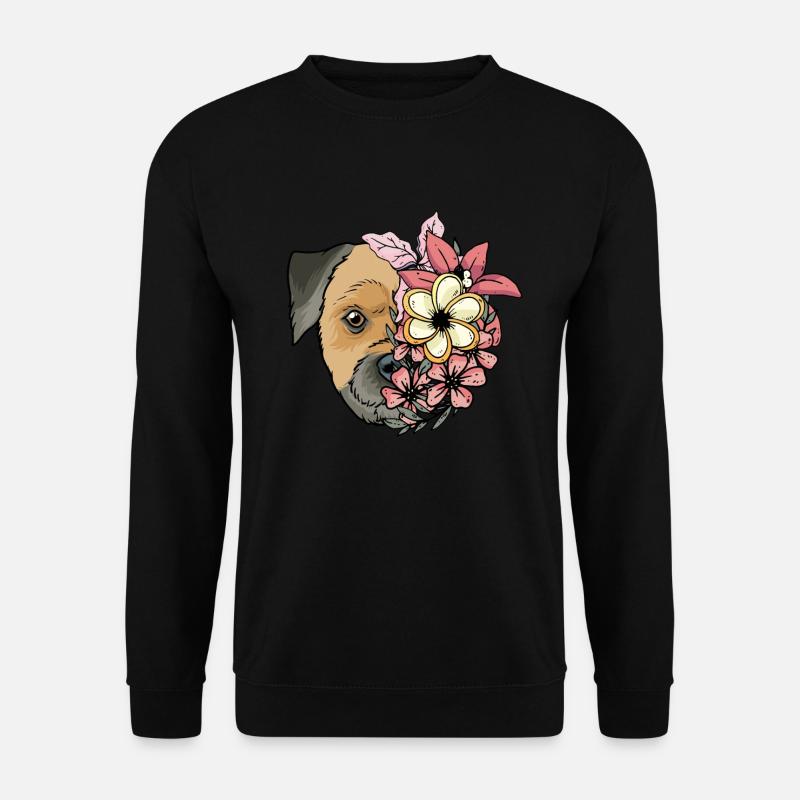 Border Terrier with flowers - Unisex Sweatshirt - black