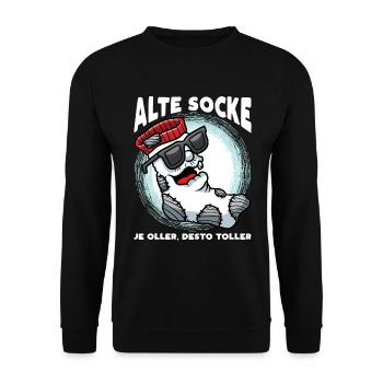 Geschenke zum Geburtstag Mann Alte Socke - Unisex Pullover - Schwarz - Vorne - Alina (178cm) & Michal (187cm)
