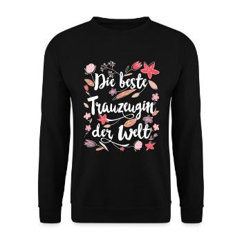 Beste Trauzeugin - Unisex Pullover - Schwarz - Vorne - Alina (178cm) & Michal (187cm)