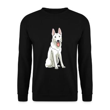 Weißer Schweizer Schäferhund - Unisex Pullover - Schwarz - Vorne - Alina (178cm) & Michal (187cm)