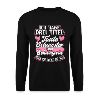 Tante Schwägerin Geschenk - Unisex Pullover - Schwarz - Vorne - Alina (178cm) & Michal (187cm)