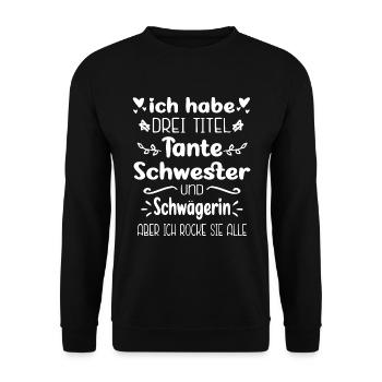 Tante Schwägerin Geschenk - Unisex Pullover - Schwarz - Vorne - Alina (178cm) & Michal (187cm)