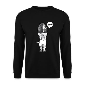 Stubborn English Springer Spaniel - Unisex Pullover - Schwarz - Vorne - Alina (178cm) & Michal (187cm)