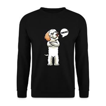 Sturer Lagotto Romagnolo - Unisex Pullover - Schwarz - Vorne - Alina (178cm) & Michal (187cm)