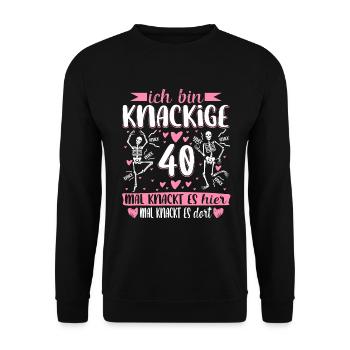40 Geburtstag - Unisex Pullover - Schwarz - Vorne - Alina (178cm) & Michal (187cm)
