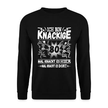 80 Geburtstag - Unisex Pullover - Schwarz - Vorne - Alina (178cm) & Michal (187cm)