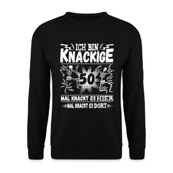 50 Geburtstag Mann - Unisex Pullover - Schwarz - Vorne - Alina (178cm) & Michal (187cm)