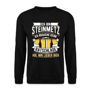 Steinmetz - Unisex Pullover - Schwarz - Vorne - Alina (178cm) & Michal (187cm)
