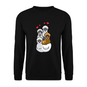 Silk Chicken Domestic Chicken Chicken - Unisex Sweatshirt - black - Front - Alina (178cm) & Michal (187cm)