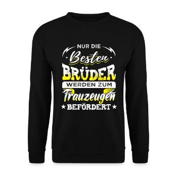 Trauzeuge Hochzeit - Unisex Pullover - Schwarz - Vorne - Alina (178cm) & Michal (187cm)