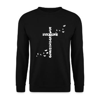 Jésus Chrétiens Chrétiens Chrétiens Papillons Croix - Sweat-shirt Unisexe - noir - Devant - Alina (178cm) & Michal (187cm)