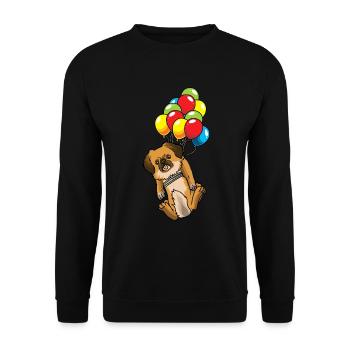 Tibetan Spaniel Dog Funny with Balloons - Unisex Sweatshirt - black - Front - Alina (178cm) & Michal (187cm)