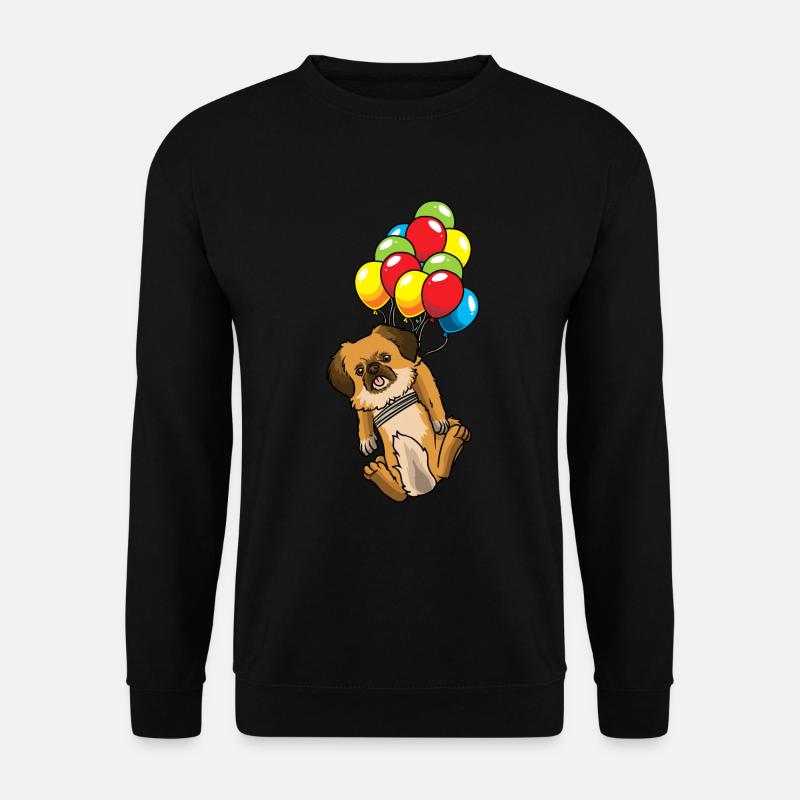 Tibet Spaniel Hund mit Luftballons lustig - Unisex Pullover - Schwarz