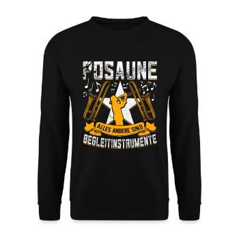 Posaune Posaunenspieler Posaunisten - Unisex Pullover - Schwarz - Vorne - Alina (178cm) & Michal (187cm)