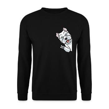 West Highland White Terrier Westie - Sweat-shirt Unisexe - noir - Devant - Alina (178cm) & Michal (187cm)
