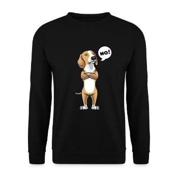 Sturer Deutsche Bracke Hund Olper Westfälische - Unisex Pullover - Schwarz - Vorne - Alina (178cm) & Michal (187cm)