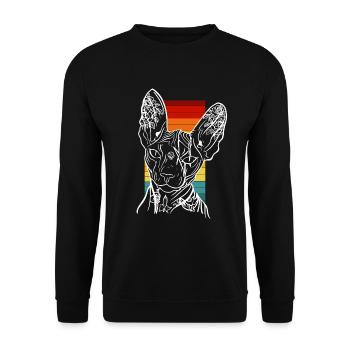 Sphynx Tatouage Chat Vintage Design - Sweat-shirt Unisexe - noir - Devant - Alina (178cm) & Michal (187cm)
