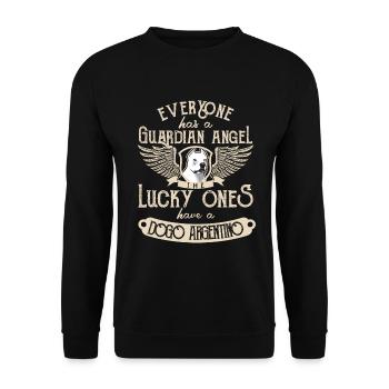 Dogo Argentino avec ange gardien sort - Sweat-shirt Unisexe - noir - Devant - Alina (178cm) & Michal (187cm)