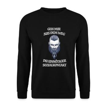 Geh mir aus dem Weg Wikinger Geschenk - Unisex Pullover - Schwarz - Vorne - Alina (178cm) & Michal (187cm)