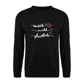 Papierschiff Papierboot Anker Meer - Unisex Pullover - Schwarz - Vorne - Alina (178cm) & Michal (187cm)