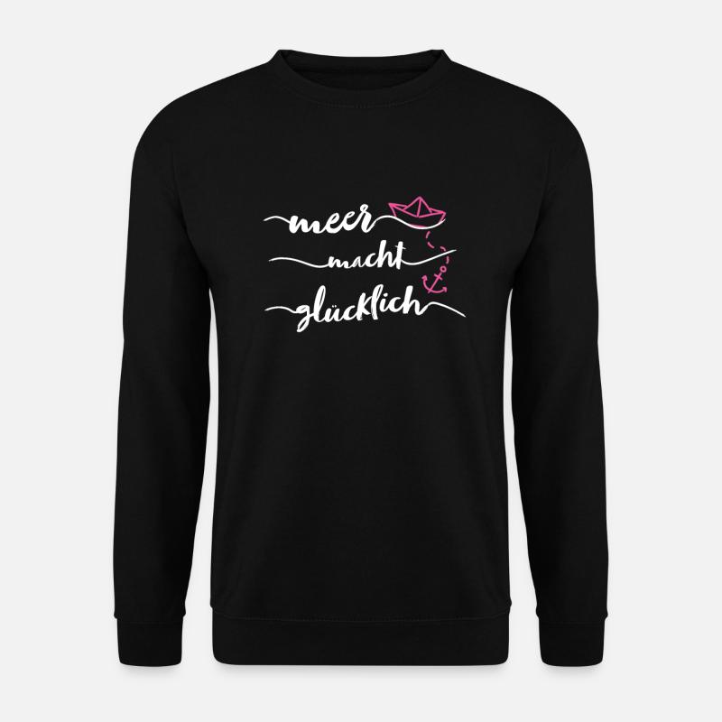 Papierschiff Papierboot Anker Meer - Unisex Pullover - Schwarz